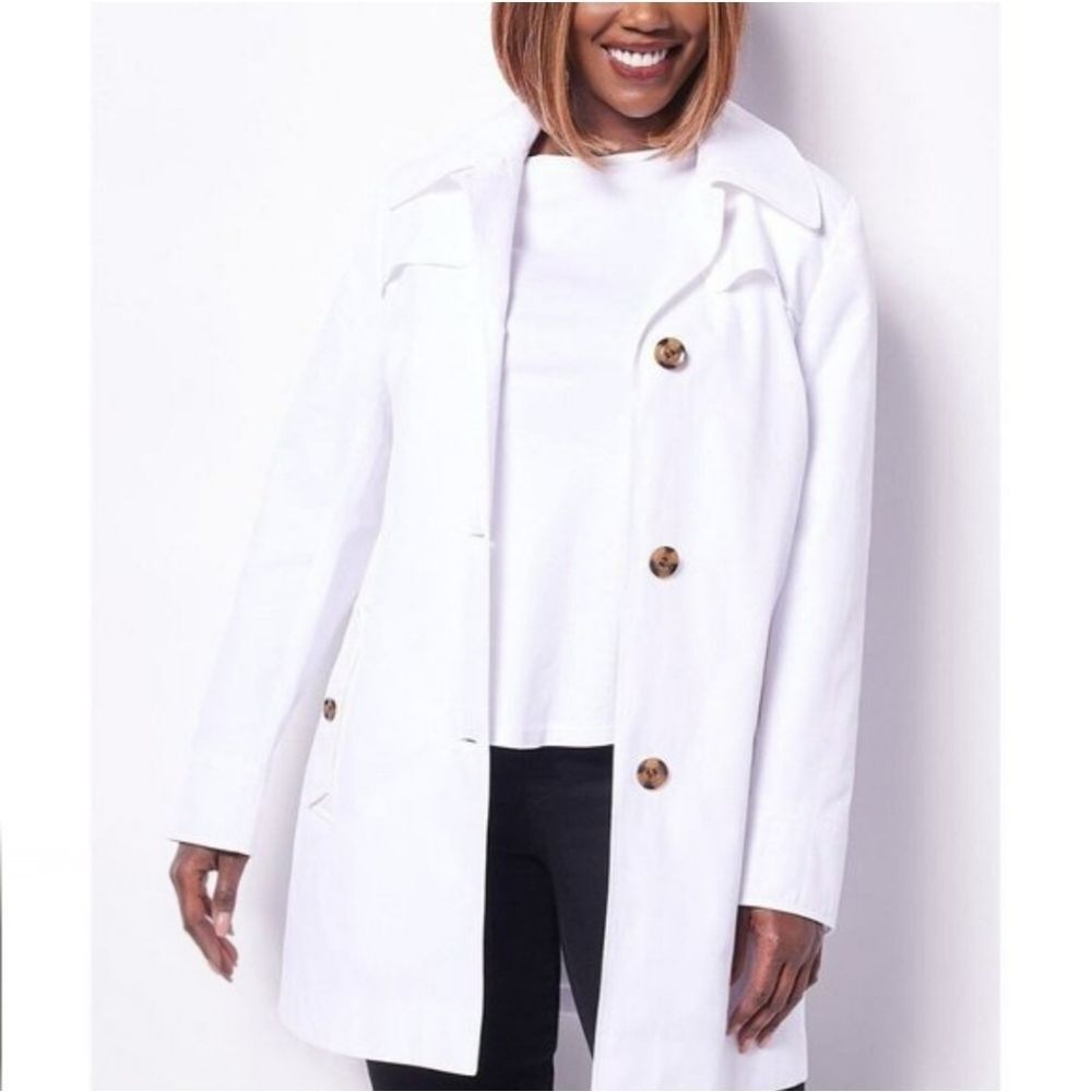 Dennis Basso Sophisticated Trench Coat NEW Classic Chic Light Acedemia  XS